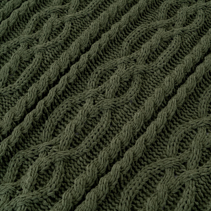  Jeté tricoté en chenille de luxe, 51 x 67 pouces, jeté tricoté pour chaise, jeté texturé décoratif super doux et chaud pour le lit, le canapé et le salon