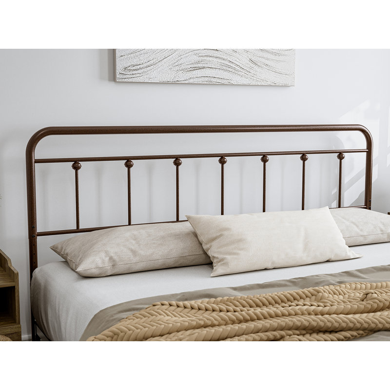 Brown Metal King Size Farmhouse Victorian Headboard