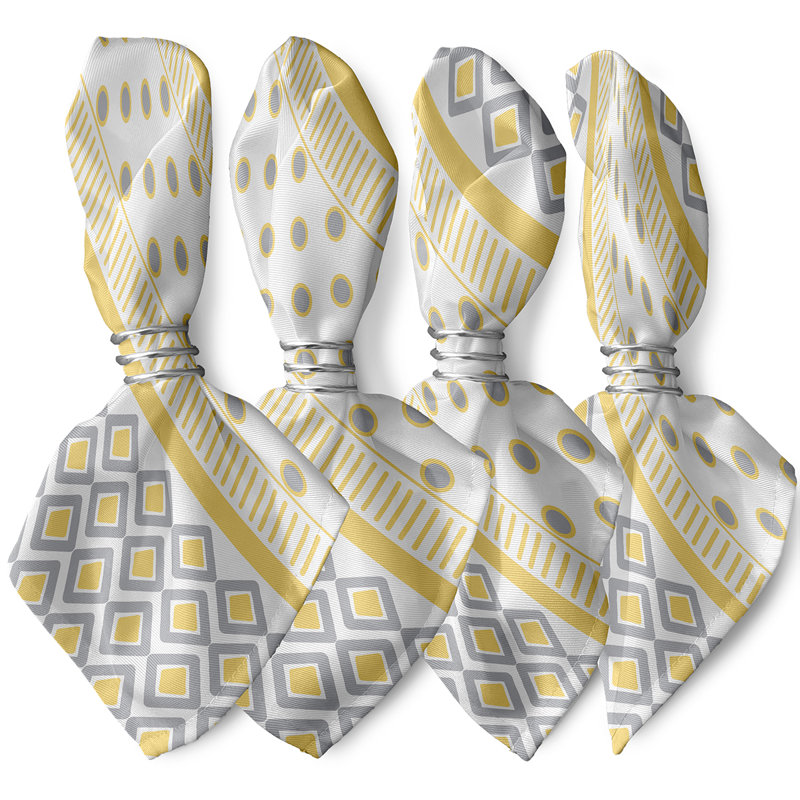 Ferrier Polyester Geometric Square Napkin, Yellow