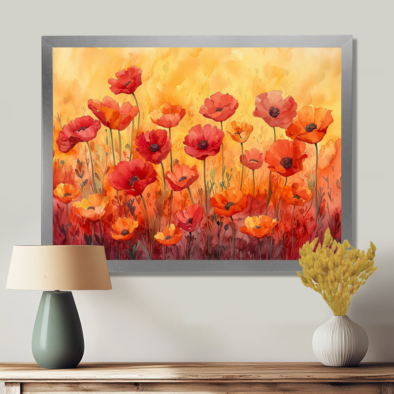 Ikaia - Floral Wall Art, Single Picture Framed Print, Silver, 30" H x 40" W