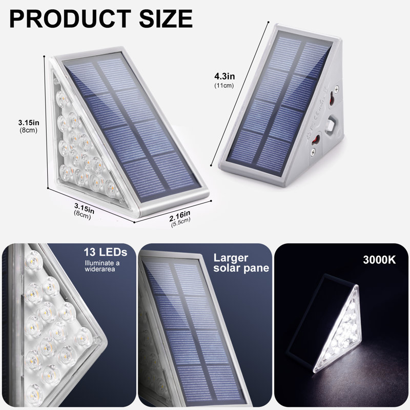Éclairage de marche solaire à brique solaire pour l'extérieur, imperméable à l'eau Ip67 solaire pour l'extérieur - marche / arrêt automatique, blanc froid, marches, escaliers, terrasse, patio, cour, porche, porte d'entrée, décor de trottoir, cadeau de la fête des Mères (ensemble de 4)