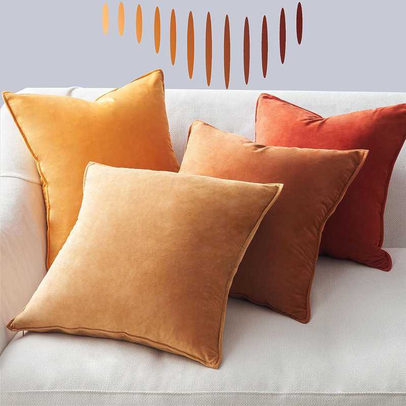 Velvet Reversible Pillow Cover, 20''H x 20''W, Yellow