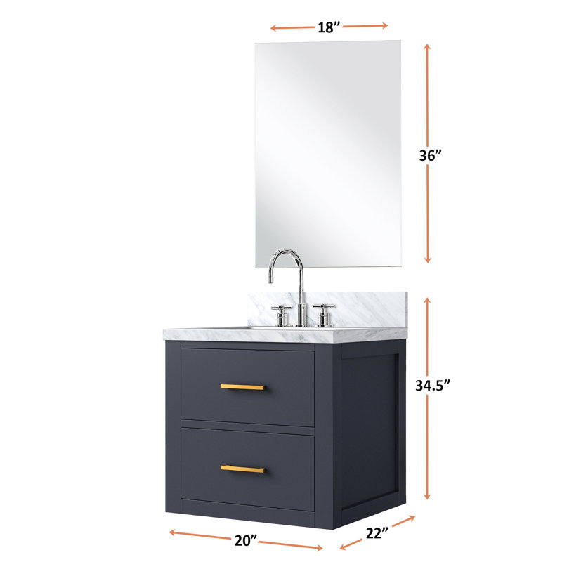 Bleu 20 po De salle de bain x P 18 po avec comptoir en acrylique et robinets - Robinet et miroir