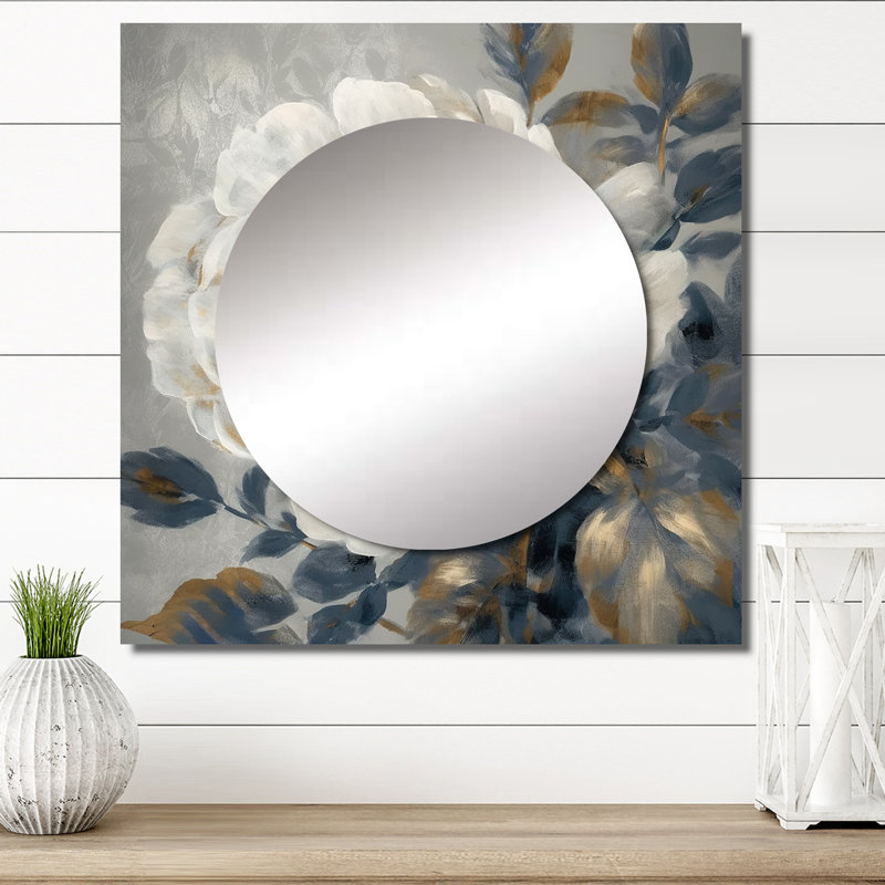 Minko - Miroir floral pivoine carré pour décoration murale, 23 po x 23 po