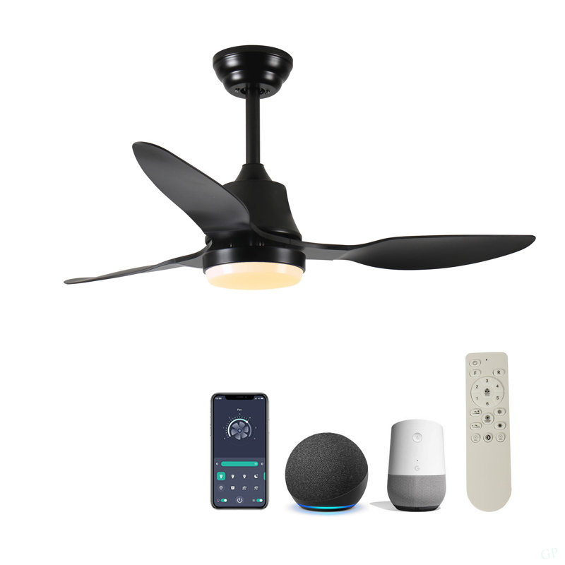 42" Smart Ceiling Fan With Lights Remote,Silent DC Motor,Voice Control Via Alexa Google WIFI Phone,6-Speed,Outdoor Indoor Modern  Ceiling Fans For Living Room Bedroom Patio