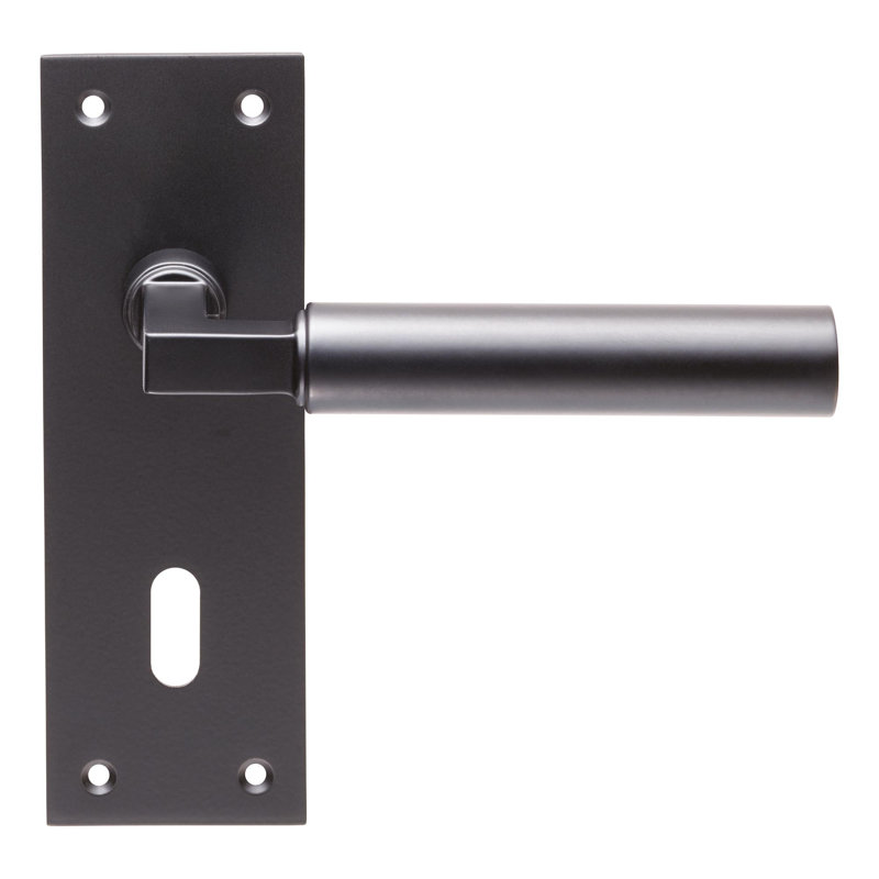Earnestine Lock Door Handle, Matt Black