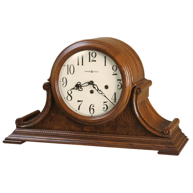 Traditional Analogue Elm Mechanical Tabletop Clock in, Oak