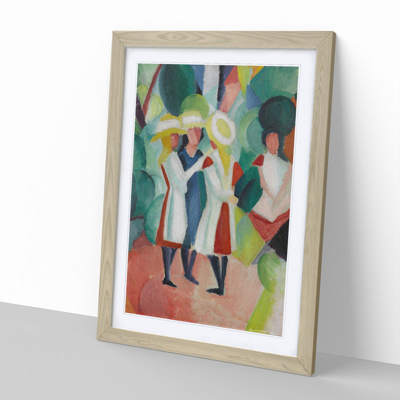 Three Girls by August Macke - Picture Frame Painting, 36cm H x 27cm W x 2cm D, Oak