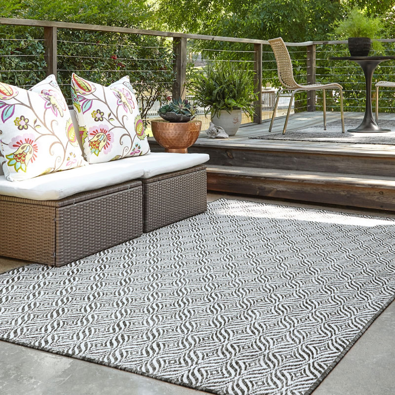 Outdoor Preen Area Rug Gray Color, Rectangle 9' x 12'