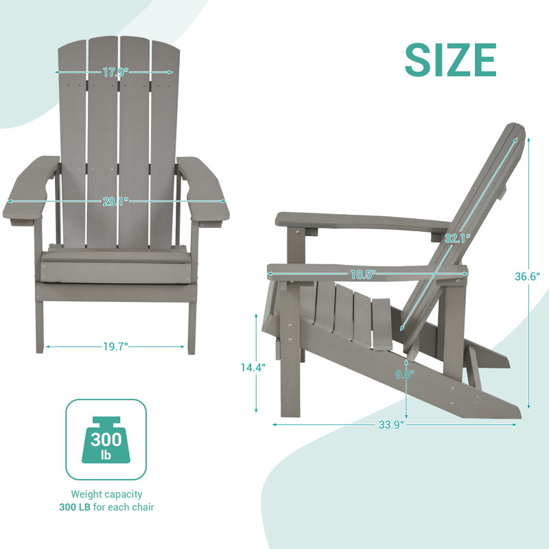 Lamonica HIPS Adirondack Chair, Light Gray