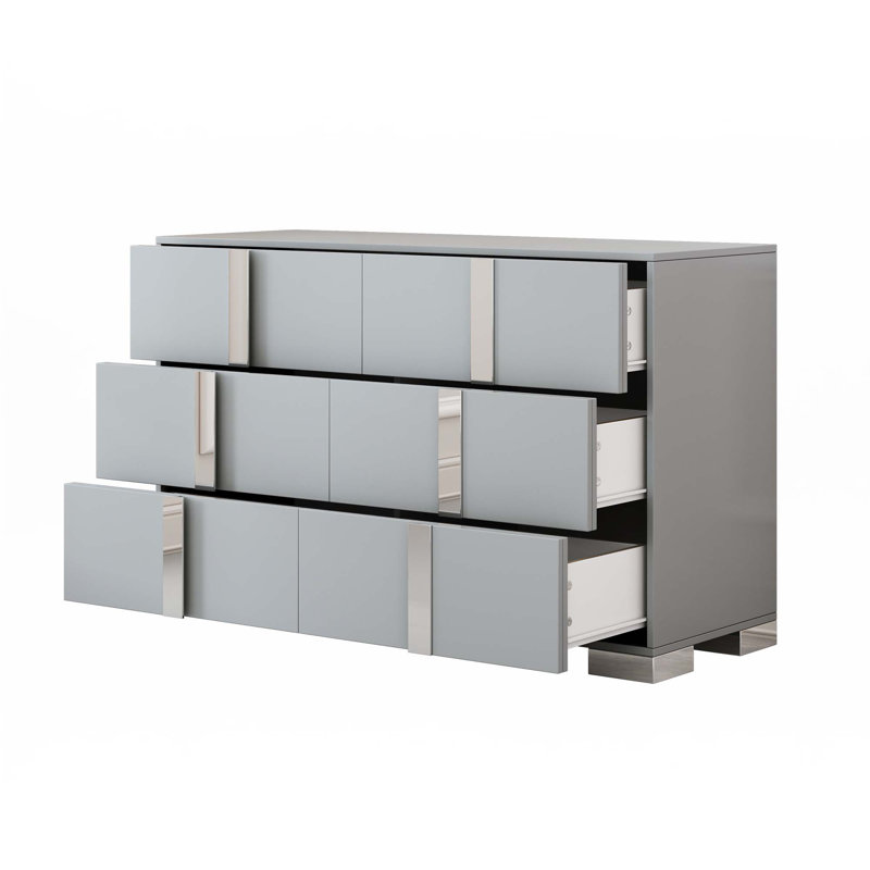 Commode avec poignée en métal, Gris