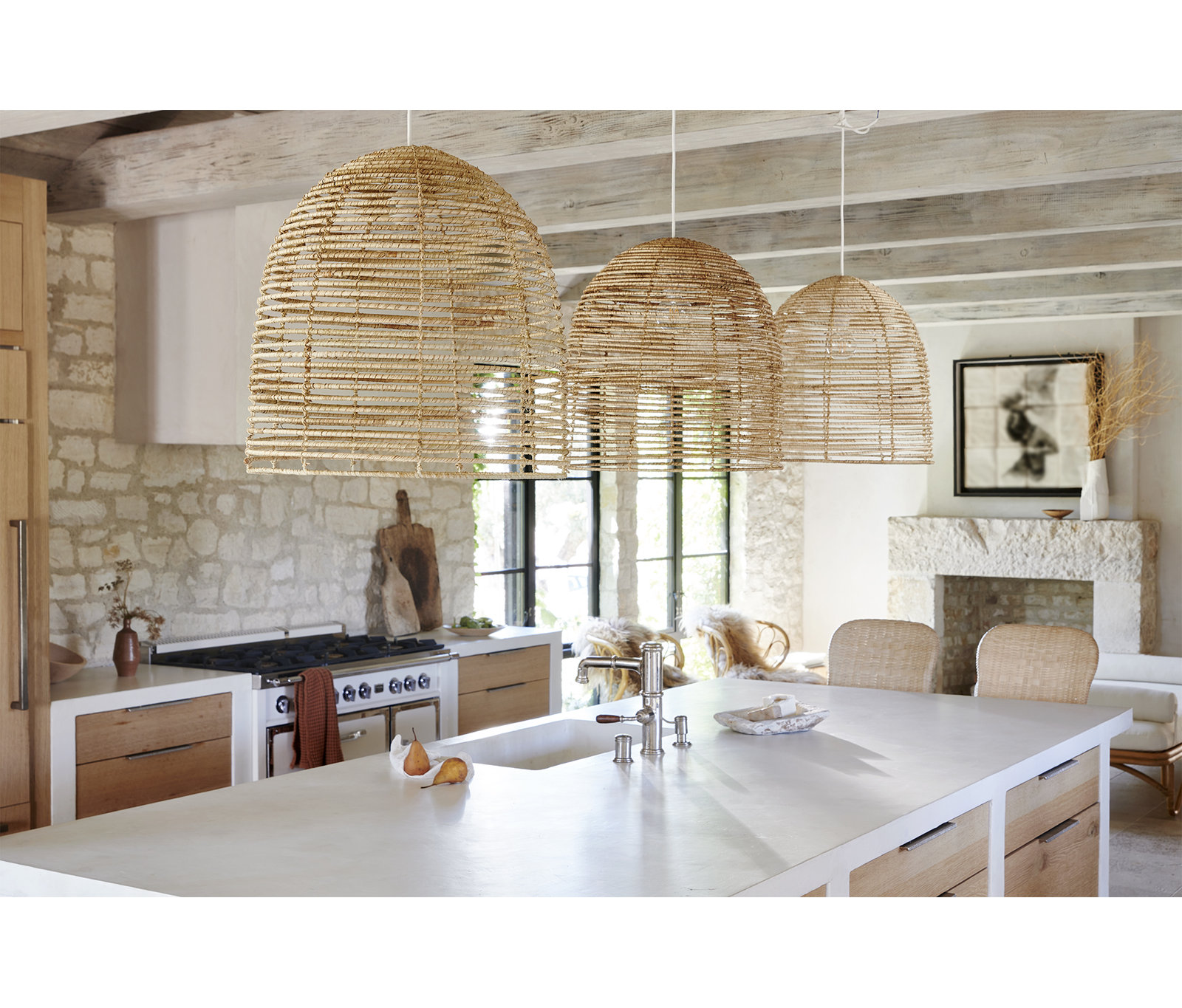 Single Light Rattan Pendant
