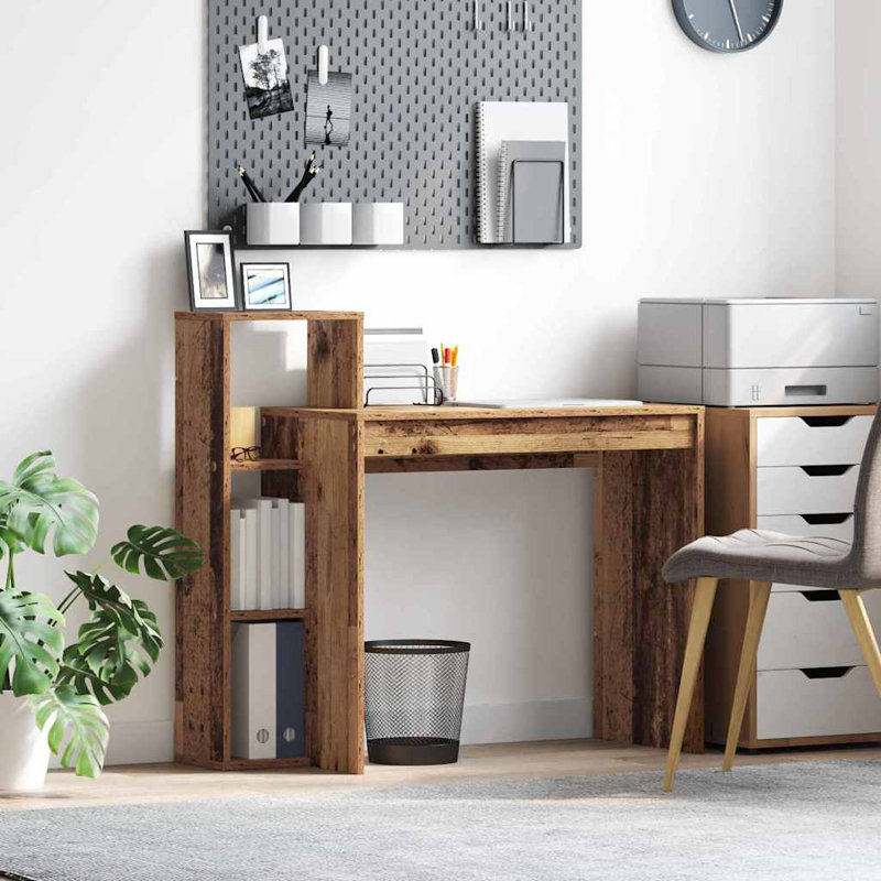 Desk With Shelf 100 X 40 X 90 Cm Engineered Wood, Old Wood