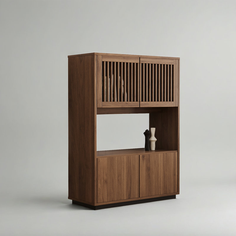 33.46 Inch Mid Century Modern Four-Door Sideboard, Versatile Storage Cabinet For Living Room, Dining Room, Or Office