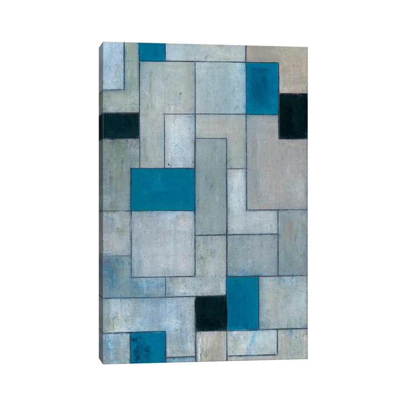 «Gray Matters Black and Blue» par Stephen Cimini, Toile tendue, H 60 po x l 40 po x P 1,5 po