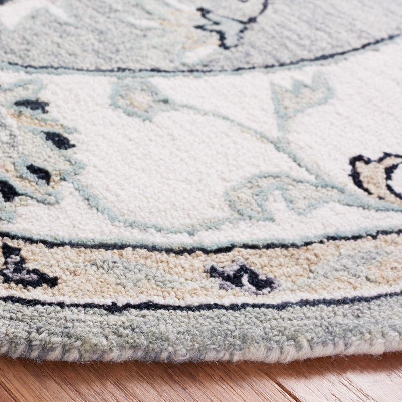Calei Micro-Loop Hand Tufted Wool/Cotton Oriental Rug in Light Gray/Ivory/Black, Rectangle 4' x 6'