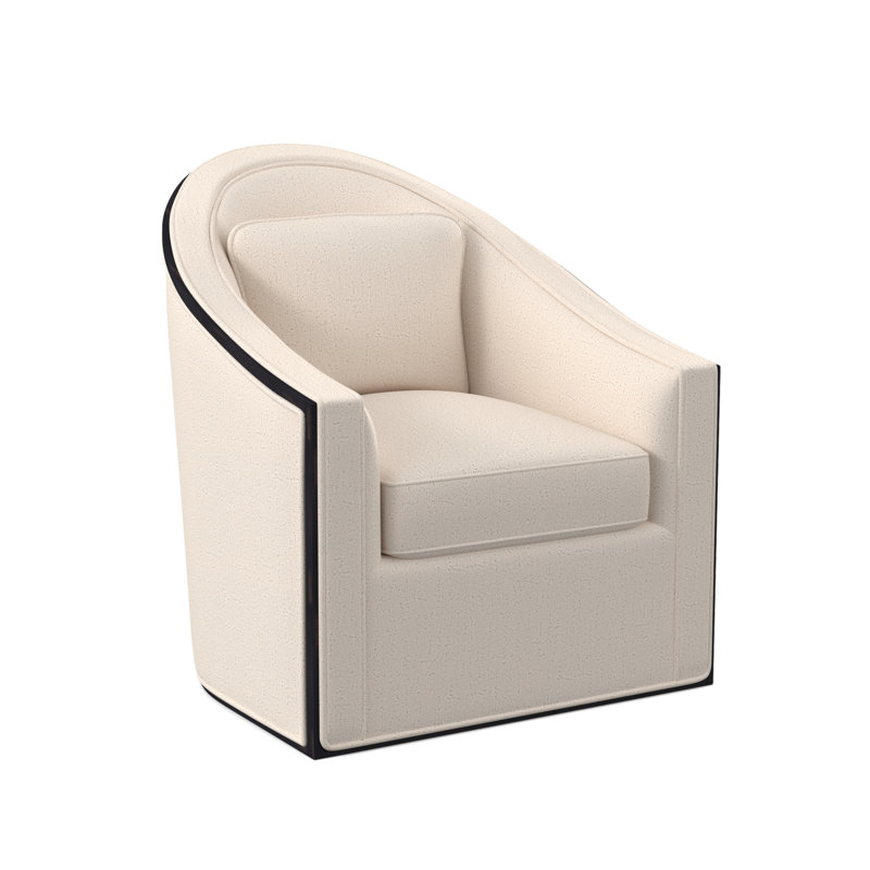 Fauteuil pivotant Academy, Ébène rétro, 100% polyester ivoire Venise