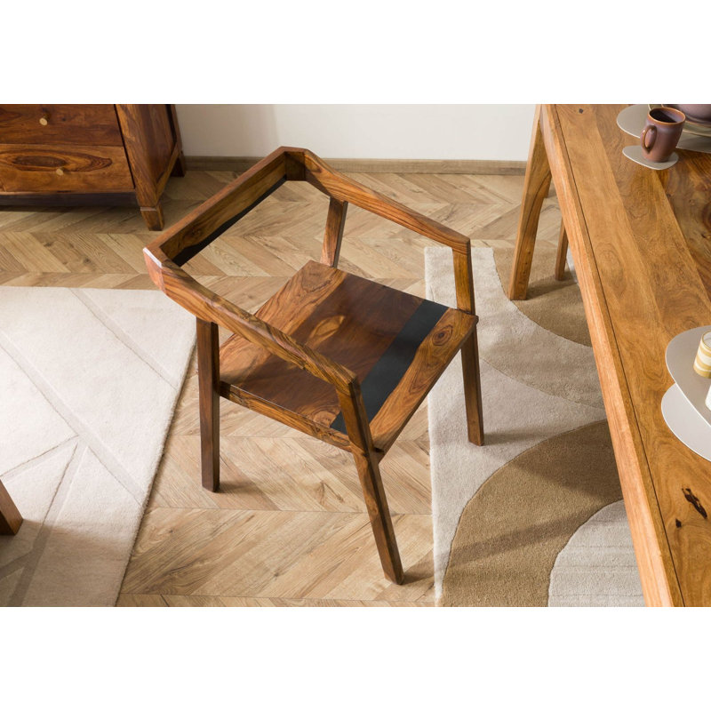 Ancona 45cm H Solid Wood Armchair in Painted Dark Brown, Painted Dark Brown