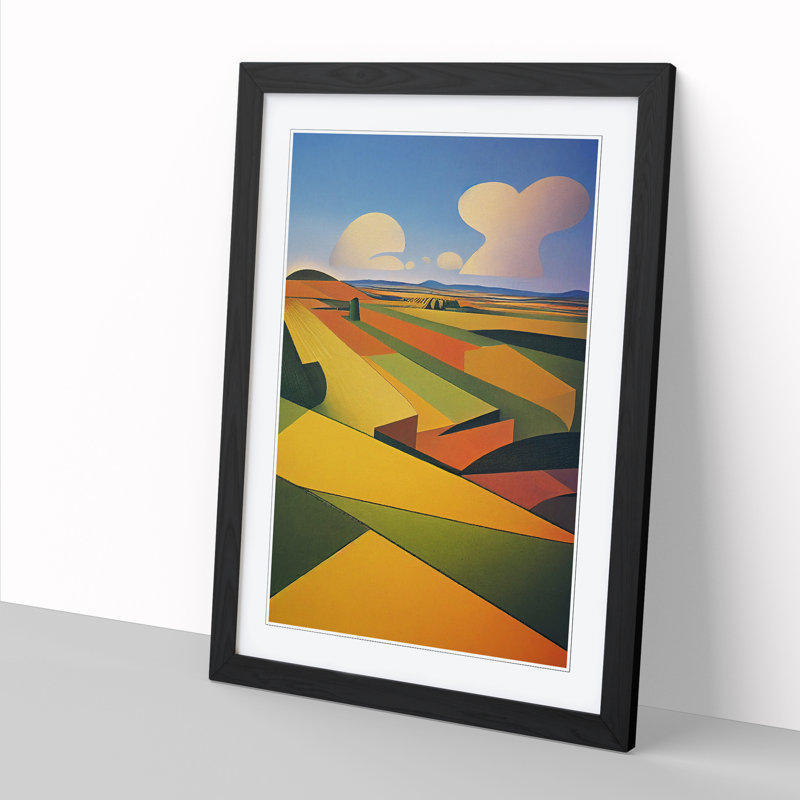 Wheat Field Cubism - Single Picture Frame Print, Walnut, 34cm H x 25cm W x 2cm D