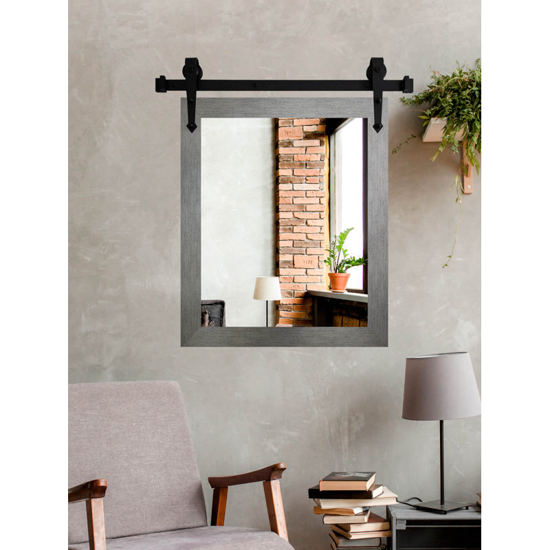 Lynd Engineered Wood Flat Mirror, 36" H x 24" W, Rustic Dark