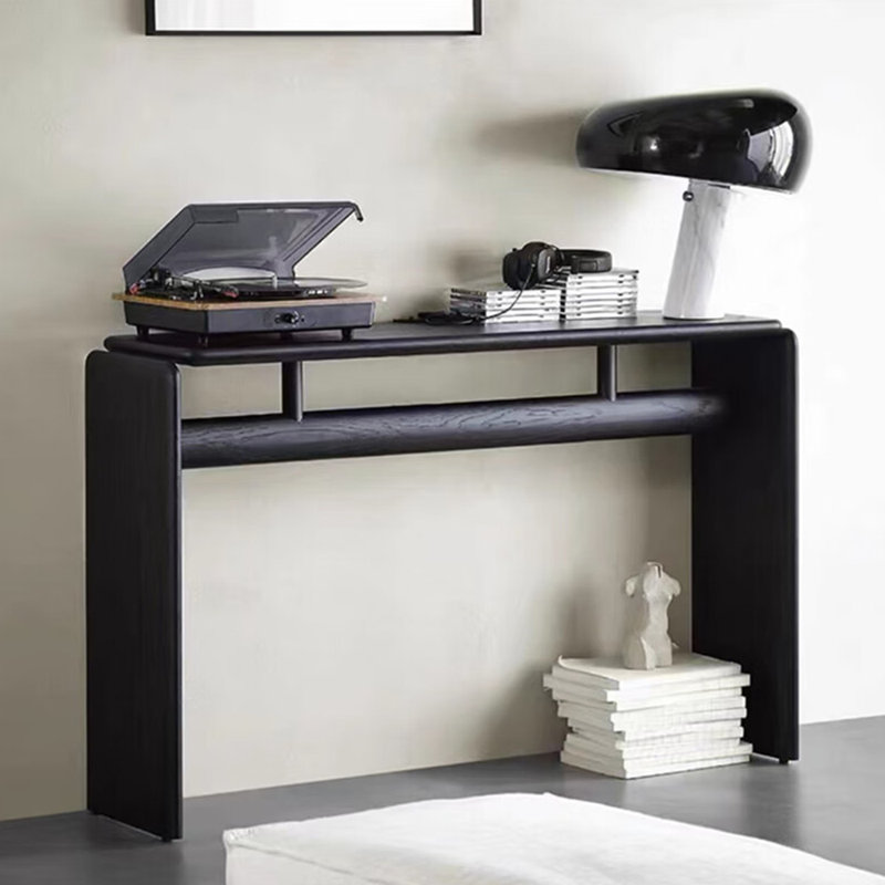 Table de véranda moderne et simple en bois massif, H 31,5 po x l 47,2 po x P 11,8 po, Noir