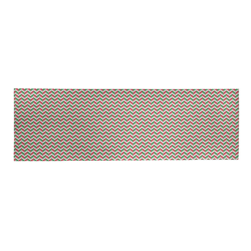 Tapis rouge/vert chevron fait main, Tapis de couloir 2 pi x 8 pi