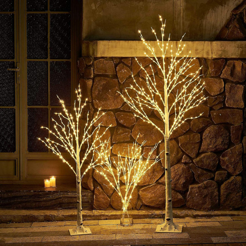 Lighted Birch Twig Branches 30IN 150 LED Plug In With Timer And Dimmer, Artificial Tree Branch With Lights