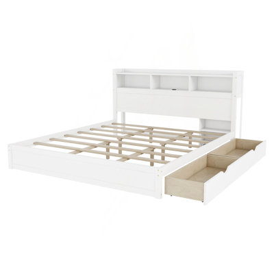 Lit très grand avec tiroirs, très grand lit en bois avec tête de rangement et armoire de rangement escamotable, lit en bois avec lumière et douille