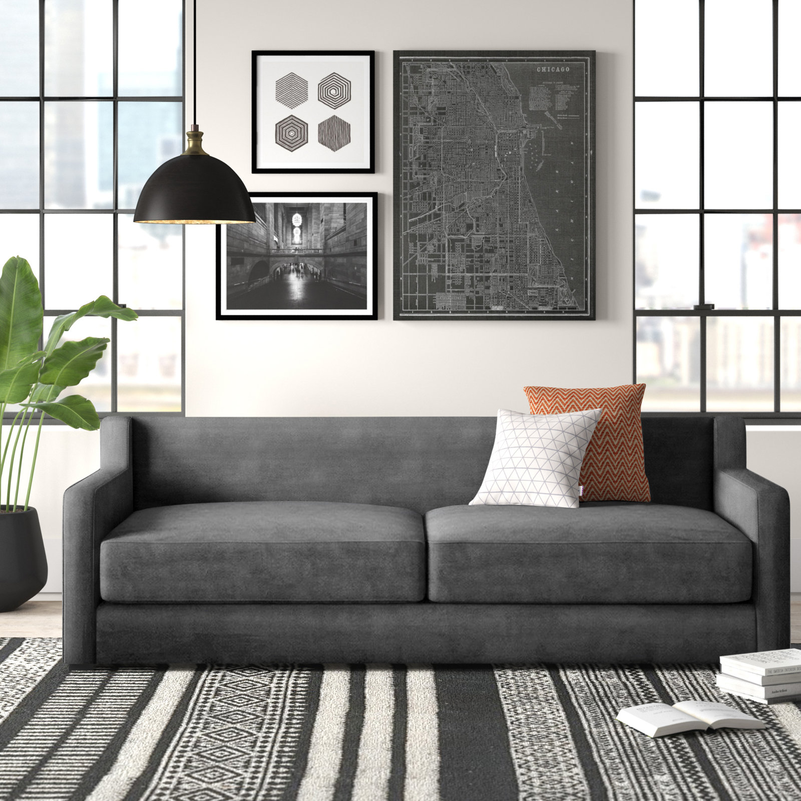 Gus* Modern Flipside 86" Velvet Sofa Bed, Velvet Mercury Performance Velvet