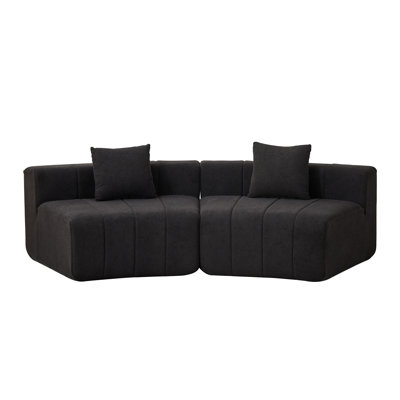Chenille Curved Sectional Sofa With 2 Pillows
