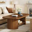 Table basse 45,27 po à 2 niveaux style rustique brun Mid-Century avec tablette de rangement pour le salon