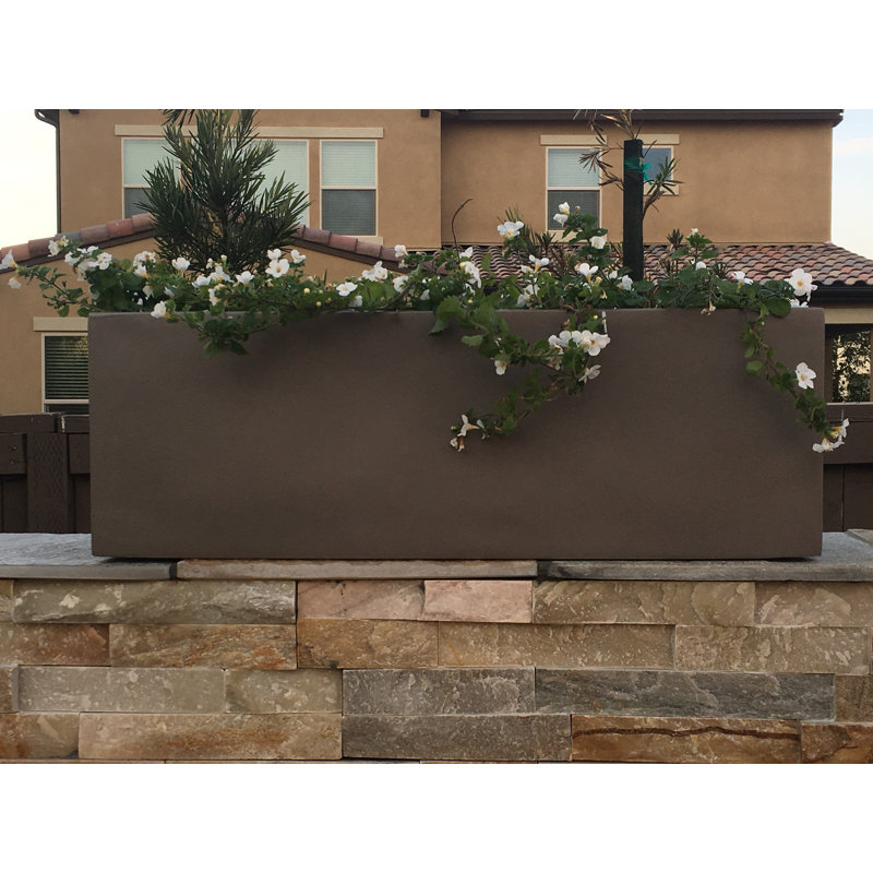Cogburn Belmont Rectangle Planter Box, Brown, 12" H x 36" W x 12" D