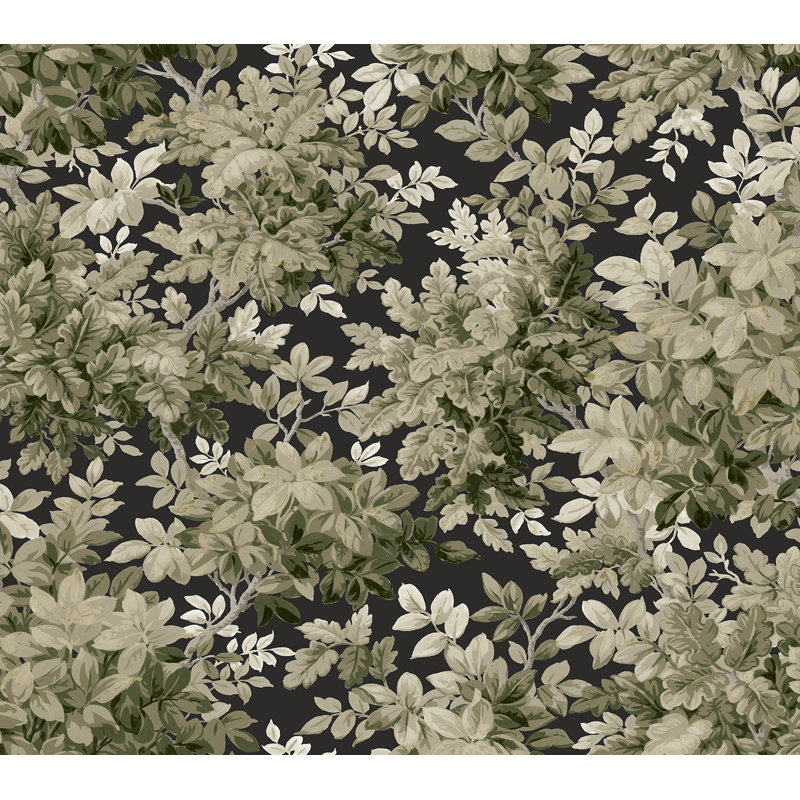 Greenwood Moss Deciduous Wallpaper, Green/Black