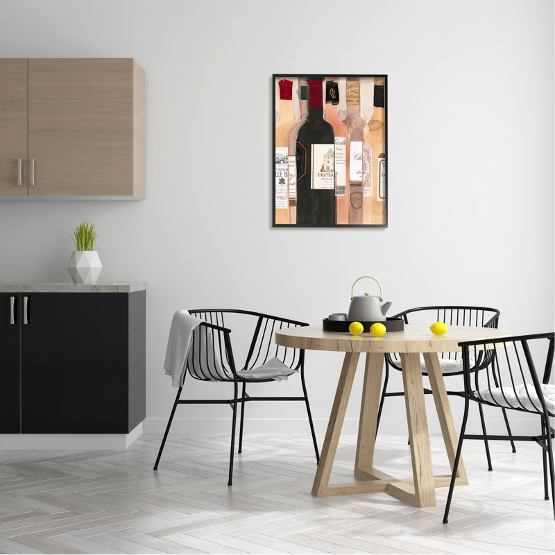 Classic Classic Classic Wine Bottles par Samuel Dixon - Peinture, H 20 po x l 16 po, Giclée encadrée noir minuit