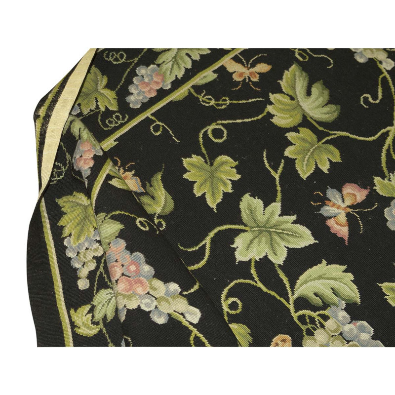 Tapis noir / vert de haute qualité noué à la main