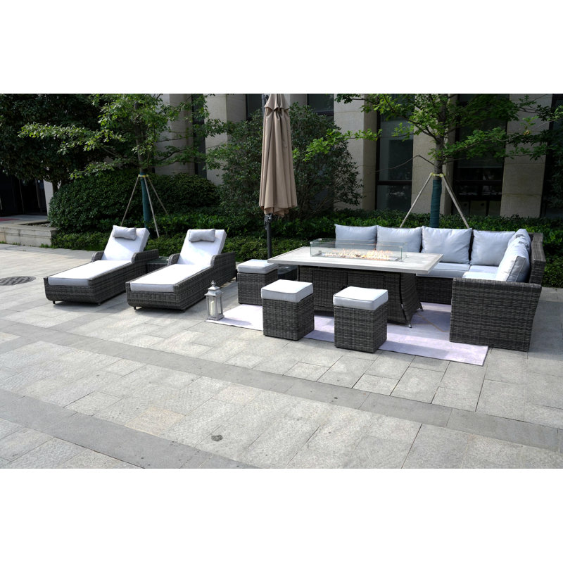 Alseepa 11 - Person Patio Conversation Set with Cushions