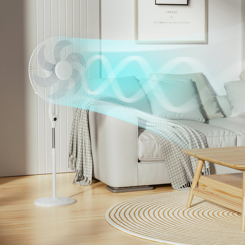 White Adjustable Height Oscillating Floor Fan with Remote Control