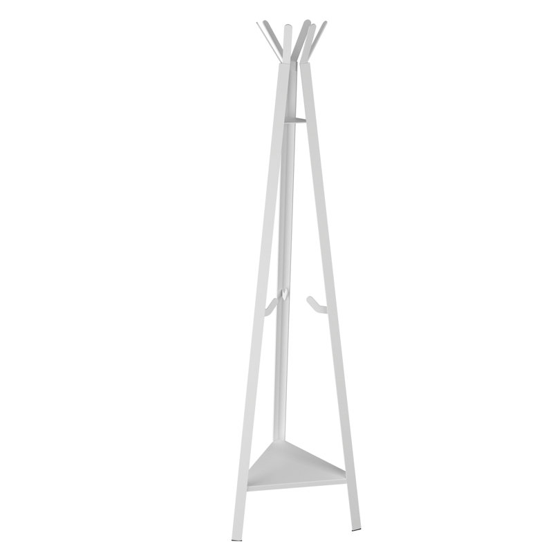 Huri Steel Freestanding 7 - Hook Coat Stand, White