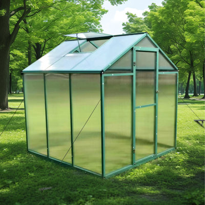 6X6 Ft Polycarbonate Greenhouse - Gain Height And Windproof Heavy Duty Walk-In Aluminum Frame For Outdoor Backyard All Season Use Gardening Seasons