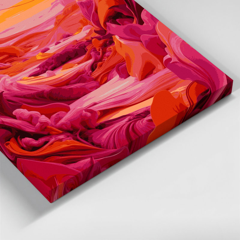 «Abstract Landscape 6», art mural sur toile rouge, H 12 po x l 12 po