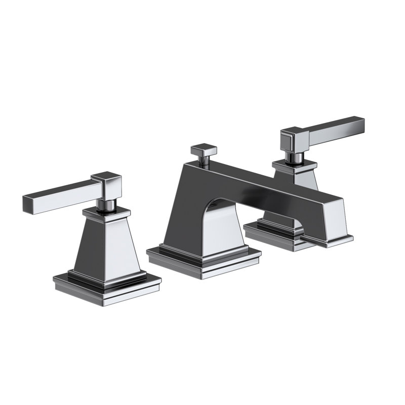 Malvina Widespread Bathroom Faucet with Drain Assembly, Midnight Chrome
