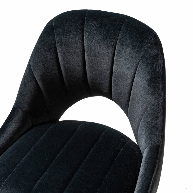Madelle Velvet Solid Dining Chair Sets, Black