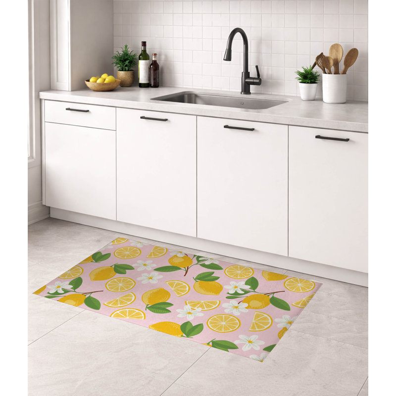 Tapis de cuisine léger Lemmie, Rectangle 5 pi x 7 pi, Rose
