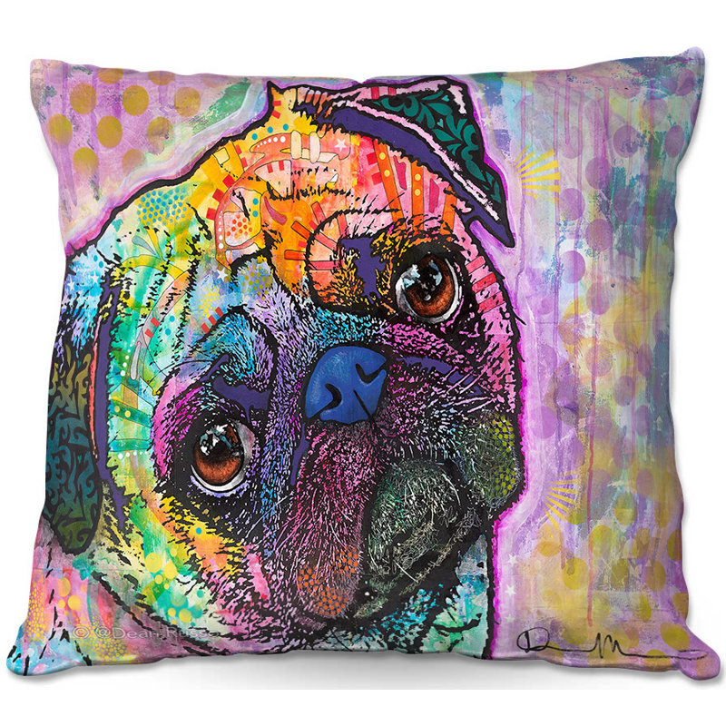 Housse et insert de coussin carré Pug Love Dog, H 18 po x l 18 po x P 5 po