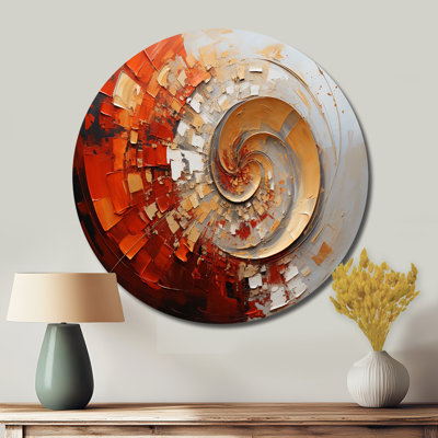 Energetic Spiralscape I - Art abstrait rond en métal