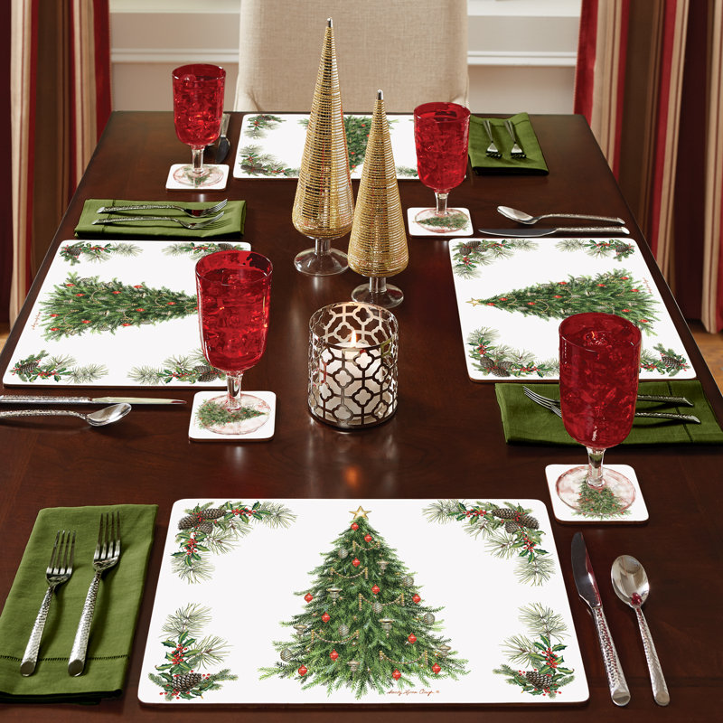 Ensemble de 4 napperons décoratifs de table en bois franc de qualité supérieure avec panneau de liège de qualité supérieure Home
