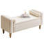 Banc de rangement rembourré avec deux coussins et accoudoirs, banc de bout de lit capitonné pour le salon, la chambre à coucher et le vestibule-458829943