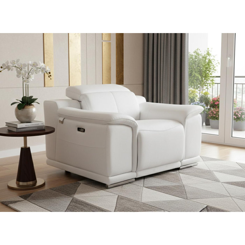 Fauteuil inclinable Mod, Cuir blanc
