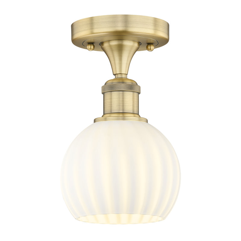 Edison - Adriao - 1 Light Semi-Flush Mount - Adriao Shade, Brushed Brass, 8.13" H x 6" W x 6" D