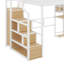 Lit mezzanine double avec bureau et escalier de rangement, lit mezzanine en métal avec éclairage DEL, lit mezzanine haut avec garde-robe et tablettes-1221089590